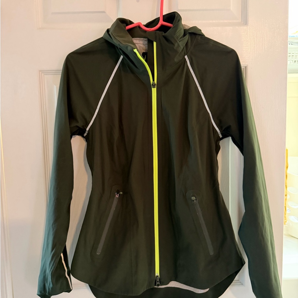 Athleta Olive Green Hooded Rain Jacket